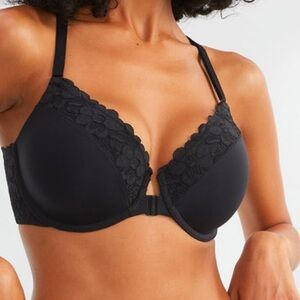 BARE by Bare necessities, effortless front close lace bra, black size 34 DD